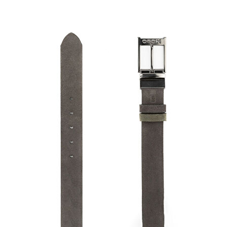 Erkek Çift Taraflı Spor Kemer [960044] HAKİ SÜET - GRİ SÜET, 130 CM