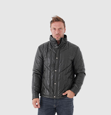 Erkek Hakim Yaka Deri Mont [810022]