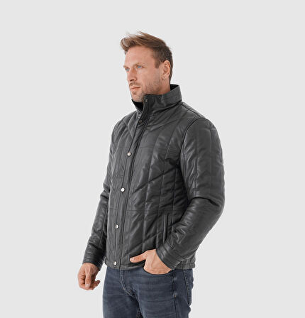 Erkek Hakim Yaka Deri Mont [810022]