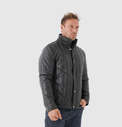 Erkek Hakim Yaka Deri Mont [810022]