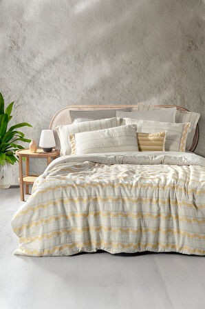 Sarev Mood Comfort Matheo Sarı Çift Kişilik %100 Pamuk Nevresim Takımı