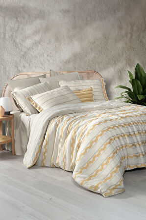 Sarev Mood Comfort Matheo Sarı Çift Kişilik %100 Pamuk Nevresim Takımı