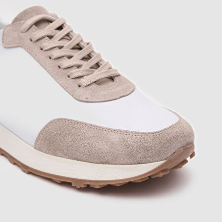 Erkek Spor Ayakkabı [052120] BEYAZ - BEJ SÜET, 42