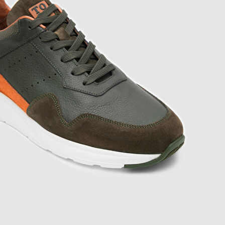 Erkek Spor Ayakkabı [052130] HAKİ YEŞİL - TURUNCU, 44