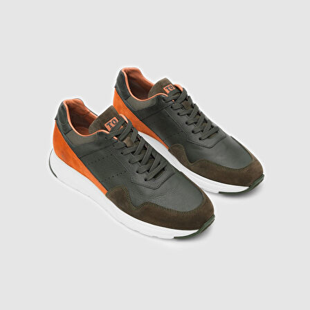 Erkek Spor Ayakkabı [052130] HAKİ YEŞİL - TURUNCU, 44