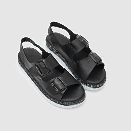 Kadın Tokalı Sandalet [060216] SİYAH, 38