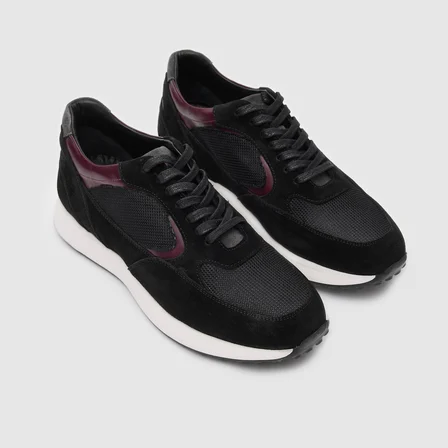 Erkek Sneaker Ayakkabı [052124] SİYAH - BORDO, 42
