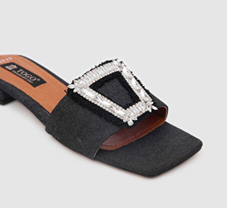 Kadın Abiye Terlik [060235] SİYAH KOT, 40