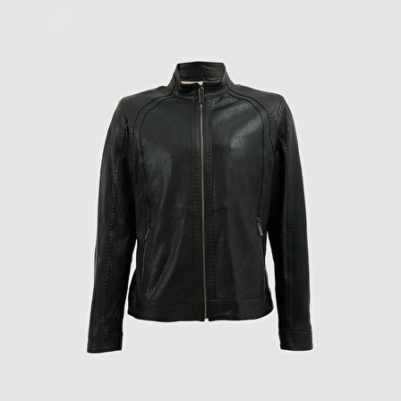 Erkek Deri Mont [810037] SİYAH, M