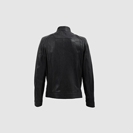 Erkek Deri Mont [810037] SİYAH, M