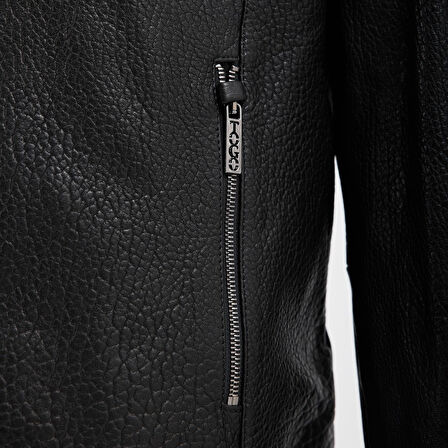 Erkek Deri Mont [810037] SİYAH, M