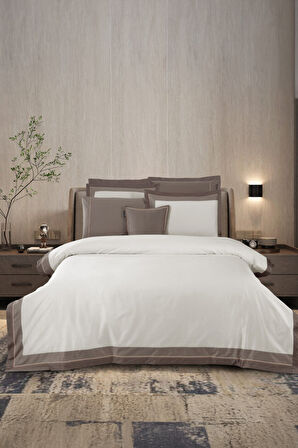 Sarev Cortes Mocha %100 Pamuk Saten "500 TC" Çift Kişilik Nevresim Takımı