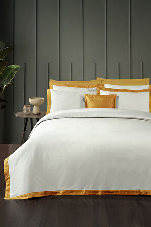 Sarev Layana Sarı %100 Pamuk Saten "500 TC" Çift Kişilik Nevresim Takımı