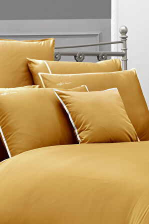 Sarev Sartoria Sarı %100 Pamuk Saten 500 TC Çift Kişilik Nevresim Takımı