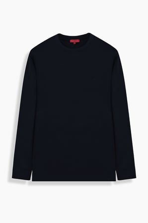 Bisiklet Yaka Lacivert Sweatshirt