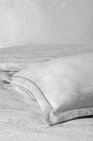 Sarev Borendo Gri Jakarlı %100 Pamuk Saten Çift Kişilik Nevresim Takımı