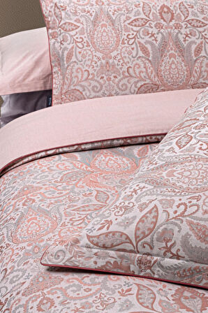 Sarev Playa Pembe Jakarlı %100 Pamuk Saten Çift Kişilik Nevresim Takımı