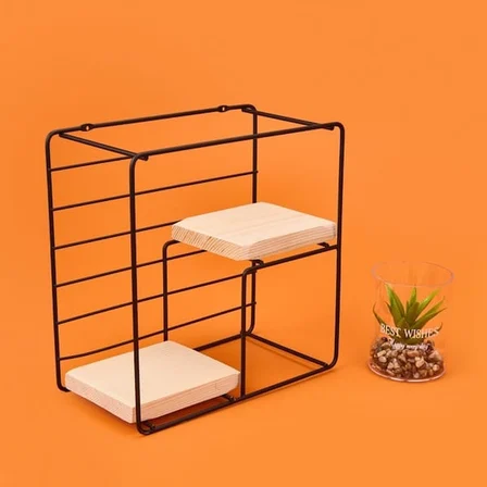 Suntel Dekoratif Dörtgen Raf - Siyah - 30 cm