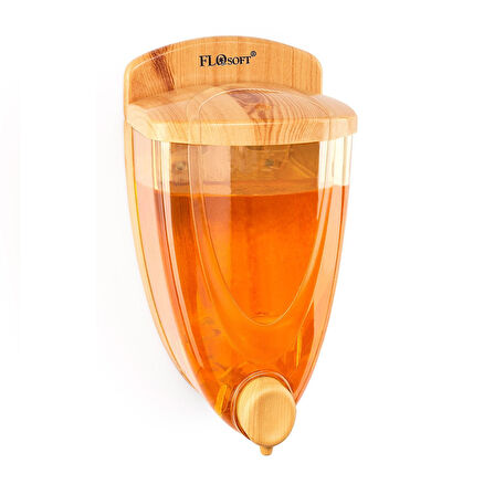 Duvara monteli flosoft sıvı sabunluk ahşap görünümlü 650 ml.