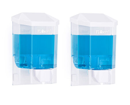 Duvara monteli 2 li flosoft sıvı sabunluk 1000 ml.beyaz f086