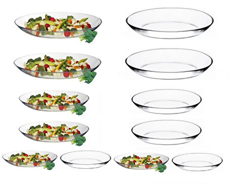 Paşabahçe 12 li cam kayık tabak - cam sunumluk kayık tabağı 3 boy