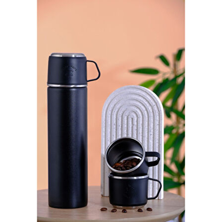 AKILLIELMA-PENGUEN PNG-1050G TERMOS 500ML ÇELİK GİNA KAMP 4 PARÇA SİYAH