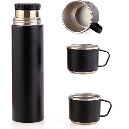 AKILLIELMA-PENGUEN PNG-1050G TERMOS 500ML ÇELİK GİNA KAMP 4 PARÇA SİYAH