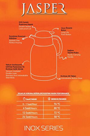 2 Litre Çift Kat Piknik Kamp Outdoor Çelik Çay Termosu 1200a Penguen