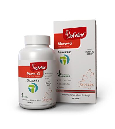BioFeline Move+G Glucosamine Kedi ve Köpekler İçin Eklem ve Kas Desteği 75 Tablet