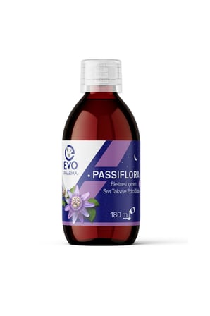 EVOPHARMA PASSİFLORA SIVI CAM ŞİŞE, PASİFLORA EKSTRESİ İÇEREN TAKVİYE EDİCİ GIDA 180ml şişe