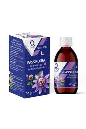 EVOPHARMA PASSİFLORA SIVI CAM ŞİŞE, PASİFLORA EKSTRESİ İÇEREN TAKVİYE EDİCİ GIDA 180ml şişe