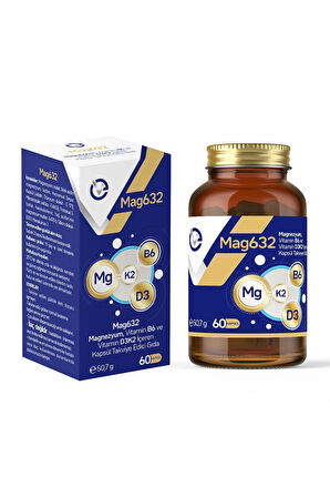 EVOPHARMA Magnezyum Mag632, Vitamin B6 Ve Vitamin D3k2 Içeren Kapsül Takviye Edici Gıda