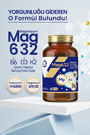 EVOPHARMA Magnezyum Mag632, Vitamin B6 Ve Vitamin D3k2 Içeren Kapsül Takviye Edici Gıda