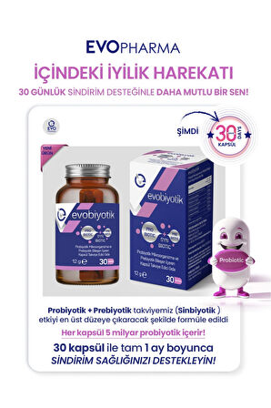EVOBİYOTİK 30 Kapsül | Probiyotik & Prebiyotik