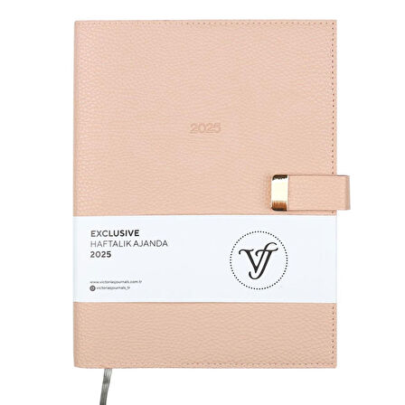 Victoria's Journals EXECUTIVE 2025 Haftalık Ajanda A4 19x25 cm Pudra 124-1408