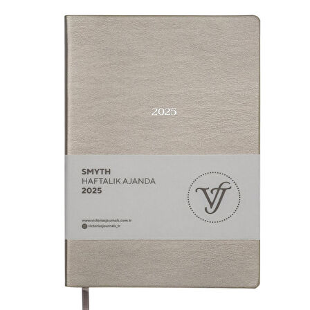 Victoria's Journals Smyth 2025 Haftalık Ajanda A5 14x20,5 cm Parlak Gri 124-1428