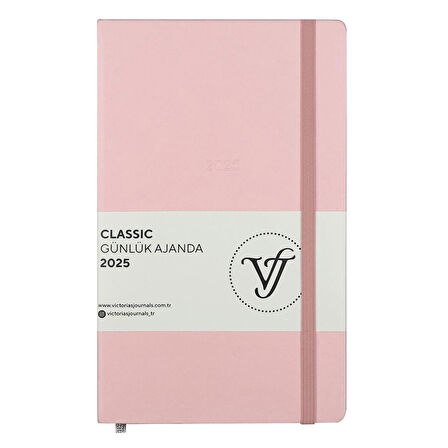 Victoria's Journals Classic 2025 Günlük Ajanda 13x21 cm Sert Kapak Pembe 124-1453