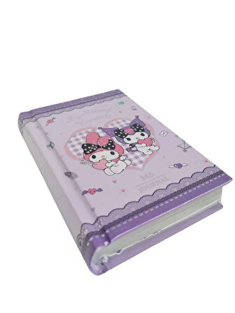 Victori's Journals VJ Kuromi-My Melodi lisanslı 365 Günlük 368 sayfa A7 ebatında gümüş varaklı kenarlı defter lila