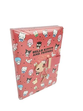 Victoria's Journals Vj Kuromi Hello Kitty- Kuromi My Melodi ve Arkadaşları Kalp Kilitli anahtarlıklı Günlük