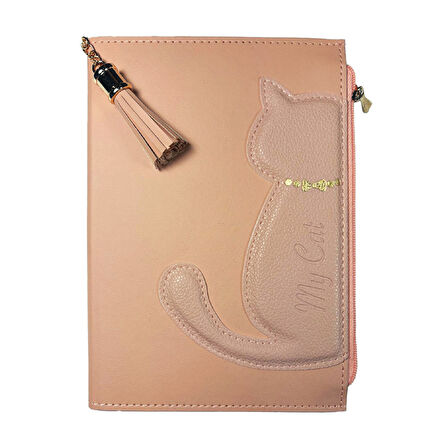 Victoria's Journals Geçmeli Kedili Vegan Kapak 13x18cm Çizgili Defter 125-2127
