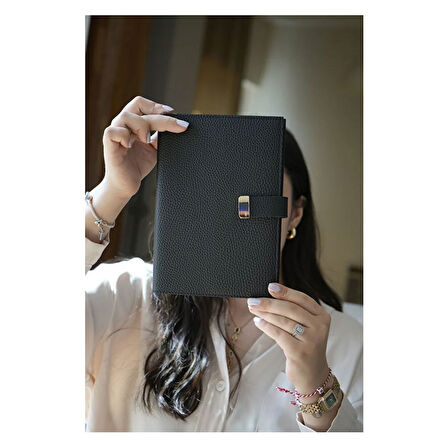 Victoria's Journals Executive Vegan Deri A5 Çizgili Defter Siyah 125-2143