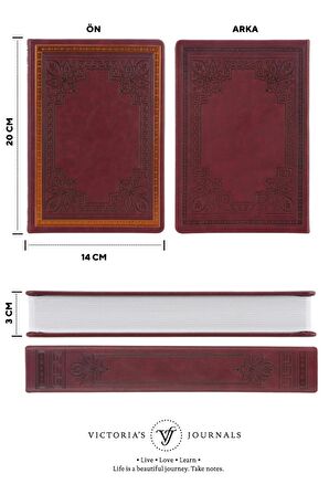 123-9111 Victoria's Journals Vintage Old Book Sketch 14X20 110 Gr Bordo