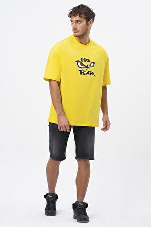 No Fear Orijinal Oversize Erkek T-shirt Hardal