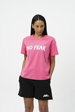 No Fear Orijinal Kadın Oversize T-shirt Fuşya