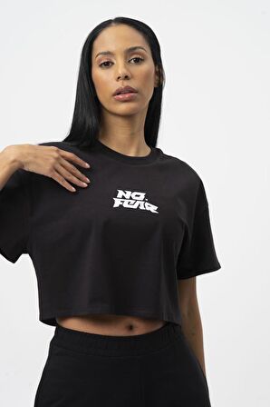 No Fear Orijinal Kadın Crop T-shirt Siyah