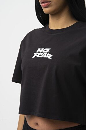 No Fear Orijinal Kadın Crop T-shirt Siyah