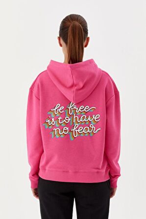 No Fear Kadın Sweatshirt Kapüşonlu Fuşya 72508