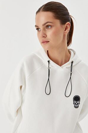No Fear Kadın Sweatshirt Oversize Kapüşonlu Beyaz 72478