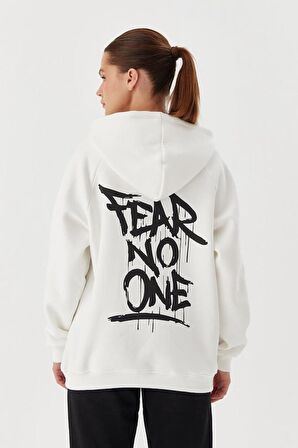 No Fear Kadın Sweatshirt Oversize Kapüşonlu Beyaz 72478