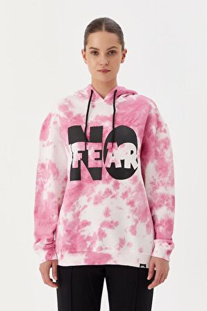 No Fear Kadın Sweatshirt Oversize Kapüşonlu Pembe Batik 72480